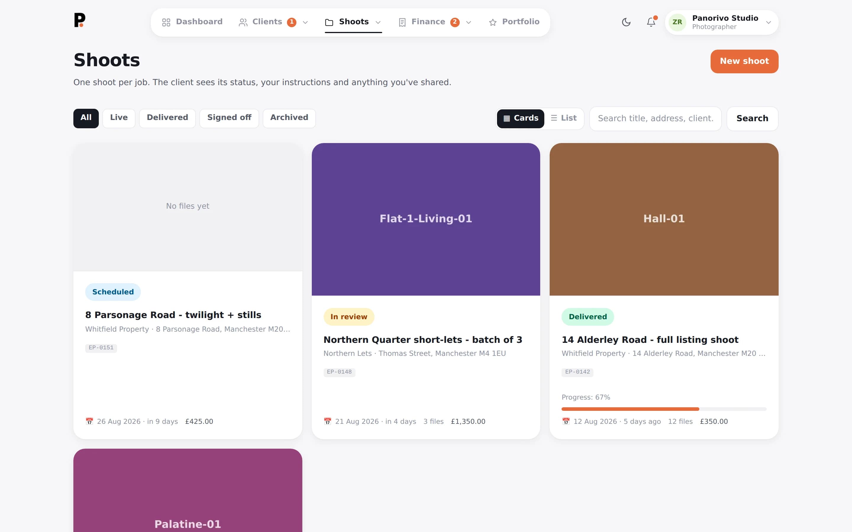 Panorivo: One project per job, and the client can watch